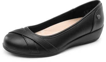DREAM PAIRS Women's Ballet Flats Business Office Work Dress Shoes Arch Support Comfortable Dressy Flats Pumps and for Women,Size 5,Black,DWUMFA2503