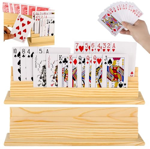 2 Pezzi porta carte da gioco, Porta Carte In Legno 30.5 cm, Porta Carte da Poker a Mani Libere, Supporto per Carte da Gioco per Bambini, Anziani, Adulti, Disabili