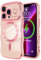 LCHULLE Cover magnetica per iPhone 13 Pro Max Custodia [Compatibile con Magsafe] cuore forma di ricciolo ondulato Cover Protezione Fotocamera galvanizzato Custodia per iPhone 13 Pro Max Rosa
