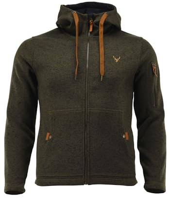 TOM COLLINS Herren Fleecejacke Freizeitjacke Zipper hochgeschlossen mit Kapuze Vazabi, Größe:M, Farbe:Schilf