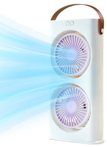 Ventilador de doble extremo, enfriador de aire portátil con luz LED, ventilador eléctrico de enfriamiento de escritorio de 3 velocidades, ventiladores de enfriamiento de escritorio