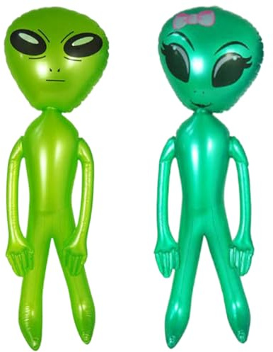Aufblasbares Alien, 2 Stück, 125 cm, riesiges PVC, süßes aufblasbares Alien für Mädchen und Jungen, für Geburtstagspartys, Halloween-Dekorationen, Ballons, Dekor, Al