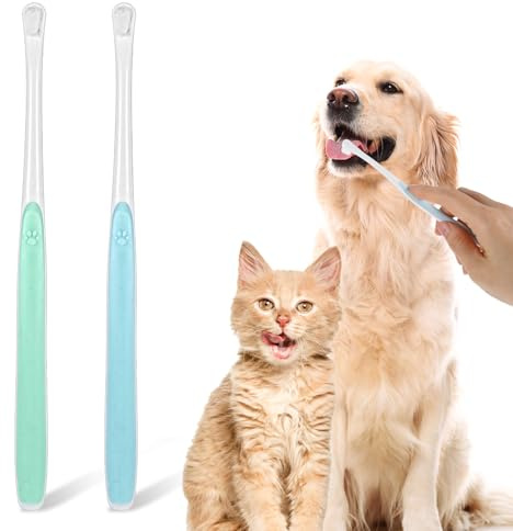 2 cepillos de dientes para perros, gatos, mini cepillo de dientes para gatos, cepillo de dientes suave para perros, reutilizable para gatitos y cachorros, cuidado bucal