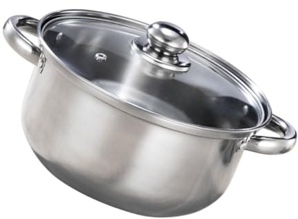 Hoement Faitout Inox Multifonction avec Couvercle Verre Visible Marmite Vapeur et Soupe Poignée Isolante Résistante Chaleur Batterie Cuisine Induction
