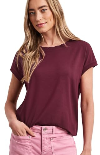 Street One T-Shirt mit Rundhals und Deko-Tape Truffle red 36