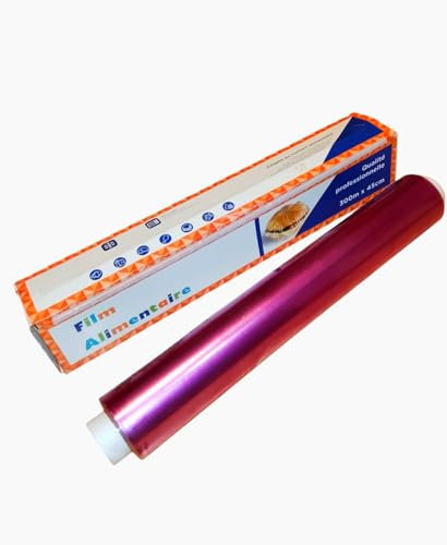 Film Étirable Alimentaire Professionnel avec Lame et Distributeur – Bobine 45 cm x 300 m, Ultra Résistant, Biodégradable, pour Congélateur, Micro-ondes, et Conservation Longue Durée