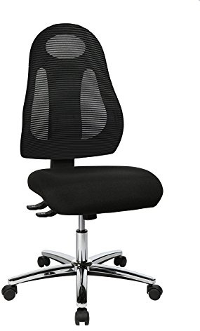 Topstar Free Art Chrom, ergonomischer Bürostuhl, Schreibtischstuhl, Stoff, Schwarz/Schwarz