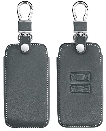 kwmobile Key Cover Compatible with Renault 4 Button Car Key Smart Key (only Keyless Go) - Faux Leather Car Key Fob Protector - Anthracite