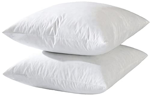 basic home® Hotel-Style Goose Feather Pillow Insert for Sofa & Bed - 100% Odorless & Plump Cushion Filler - 233TC Cotton with Inner Liner to Prevent Poking (20x20 Inch)