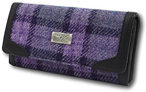 Glen Appin Harris Tweed Ladies Bute Fold-Over Purse LB2000 (Colour 89 Purple Check)
