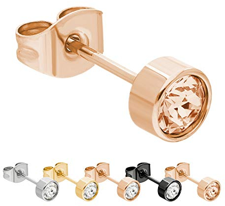 Max Palmer - Ohrstecker mit Swarovski Kristall [19.] Stecker: rosegold | Kristall: pfirsich | Kristall: 5mm