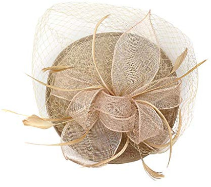 Tubayia Damen Elegant Fascinator Hut Kopfschmuck Kopfbedeckung für Hochzeit Kirche Party (Champagner)