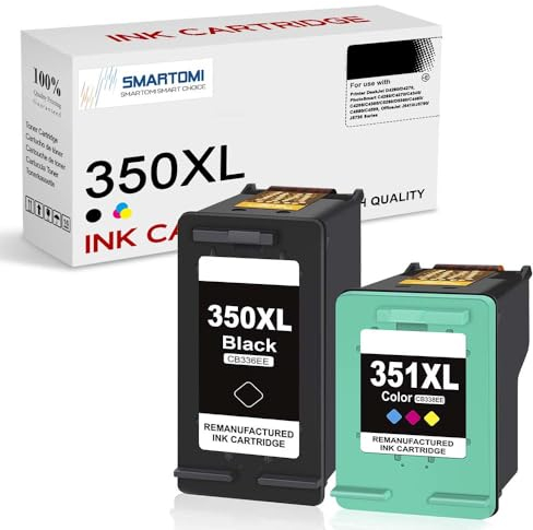 SMARTOMI 350XL 351XL Patronen, Ersatz für HP 350XL 351XL Druckerpatronen für Deskjet D4260 D4360 D5360 Officejet J5780 J6410 Photosmart C4280 C4380 C4480 C4580 C5180 C5280(1 Schwarz,1 Farbe)