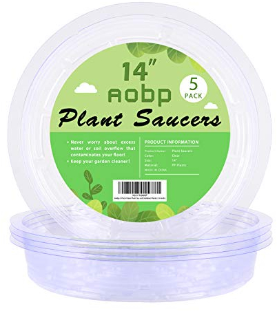 5 Pack Clear Plant Saucer Heavy Duty Sturdy Drip Trays for Indoor and Outdoor Plants (38 cm)
