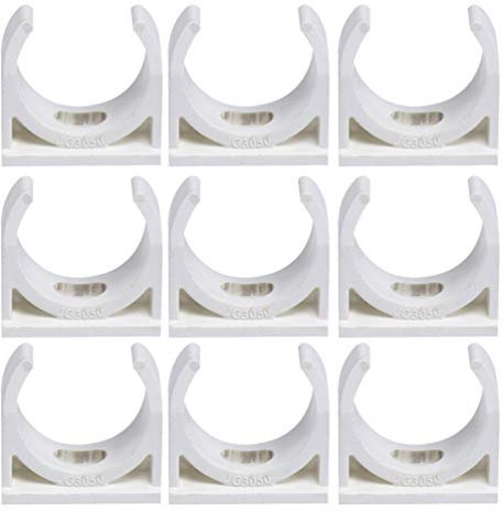 DOITOOL Lot de 50 colliers de serrage en PVC 40 mm en forme de U pour tuyau d'arrivée d'eau - Support fixe pour tuyau d'équitation - Blanc