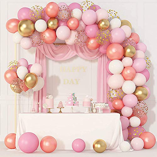 144 Pcs Ballon Girlande Rosa Weiß und Gold Luftballons Konfetti Ballons Party Dekorationen Baby Shower Geburtstag Brautdusche