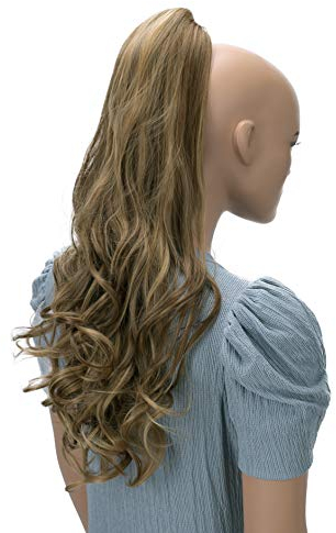 CAISHA 60cm Haarteil Ponytail Zopf Pferdeschwanz Haarverlängerung Voluminös Leicht Gewellt Hellbraun Blond Mix H515