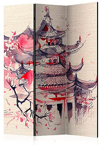 murando Raumteiler Foto Paravent Japanischer Kirschbaum 135x172 cm beidseitig auf Vlies-Leinwand Bedruckt Trennwand Spanische Wand Sichtschutz Raumtrenner Kirschblüte Ornament Japan p-B-0045-z-b