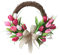 Artificial Pink Tulip Wreath 40 CM Silk Tulip Wreath Half Coverage Spring Summer Wreath Welcome Wreath for Front Door with Green Leaves & Burlap Bow