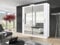 GSW Bedroom Furniture Modern Full 2 and 3 Mirror Sliding Door Wardrobe With Shelves And LED Light, Hanging Rail (100CM, White)