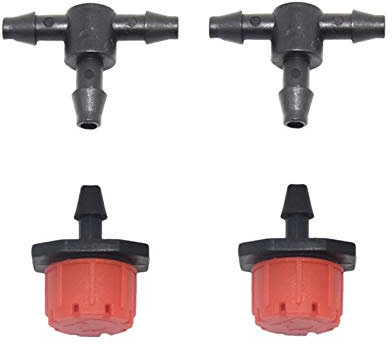 Greenhouse Micro Drip Irrigation Irrigation 8 Holes Red Dripper Adjustable Sprinkler 1/4 Tee Barb Connector Fog Connector 4/7 Hose Adapter Watering 120set