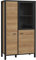 DEINE TANTE EMMA HRKV521-M197 HIGH Rock Riviera Eiche Nb. / Schwarz Vitrine Hochschrank Anbauwand Highboard ca. 86 x 152 x 40 cm