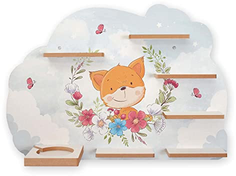 Regal „Fuchs & Blumen“ geeignet für Toniebox und Tonies inkl. 40 Metallplättchen für flexible Befestigung der Tonie Figuren (Fox & Flowers)