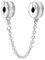 ZiNuo Charm Beads Love Heart Safety Chain 925 Sterling Silver Clip Lock Stopper Beads Safety Chain for Pandora Charm Bracelet DIY Jewelry (E)