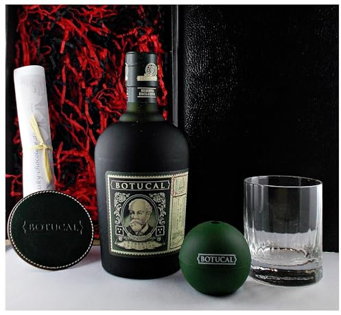 Geschenk Ron Botucal Rum + 1 Original Glas + 1 Original Untersetzer + Eiskugelform