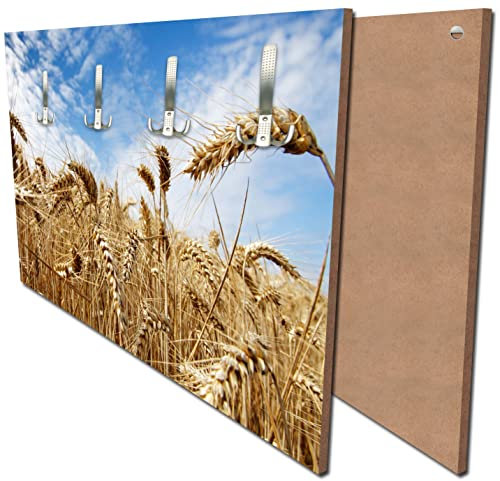 wandmotiv24 Garderobe Kornfeld Querformat - 69x40 (BxH) - Dekorfolie Wandgarderobe, inklusive Garderoben-Haken, Kleiderhaken, Set M0009