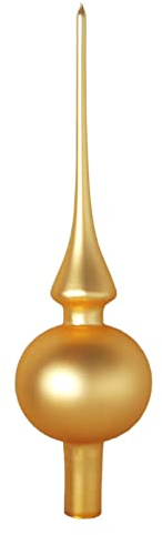 Krebs Glas Lauscha Christbaumspitze Gold matt 26 cm Baumspitze