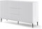 BIM Furniture Kommode Ravenna B 2D3S 150 cm mit gefräster Front Hochwertiges MDF, Sideboard, Buffet auf Schwarze Metallstiftbeinen, 2 Schränke, 3 Schubladen (Weiß Matt)