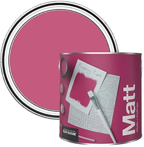 Rust-Oleum Colours Matt Emulsion Wall and Ceiling Paint - Raspberry Ripple 2.5L