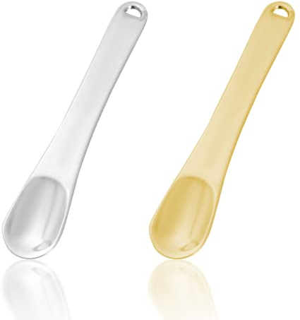 Lmyzcbzl Cosmetic Spatulas, 2 Pcs Mask Spatulas, Cosmetic Spoon, Metal Makeup Spatula, Beauty Scoop, for Mixing and Sampling