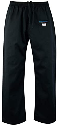 mmasport Kimono Karate in Cotone 230 gr 8 oz Divisa per Arti Marziali (2/150 cm, Pantalone, Nero)