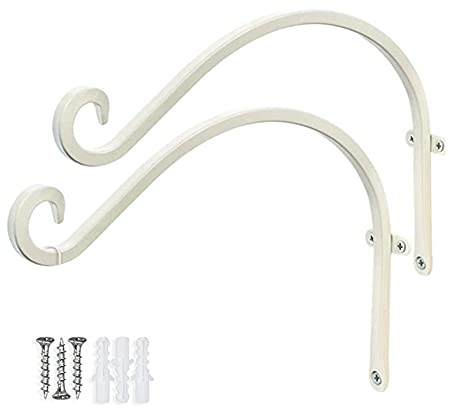 Jauhmui 2Pcs Pflanzenhalterung Blumenampelhalter,Retro-Gartenhaken,Haken für blumenampel,Pflanzenhaken,Eisen Wandhaken mit Schrauben,Blumen wandhalterung,für Vogelkäfige,Windspiele,Blumentöpfe (Weiß)