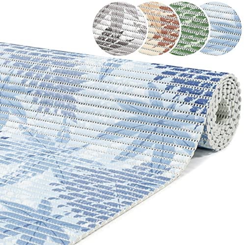 ANRO Badematte Weichschaummatte Bad- und Duschvorleger Antirutsch Badläufer Farn Blau 350x65cm