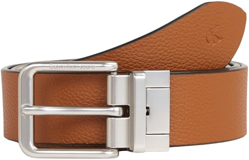 Calvin Klein Jeans Herren Gürtel Classic Belt aus Leder, Mehrfarbig (Black/Cognac), 120 cm