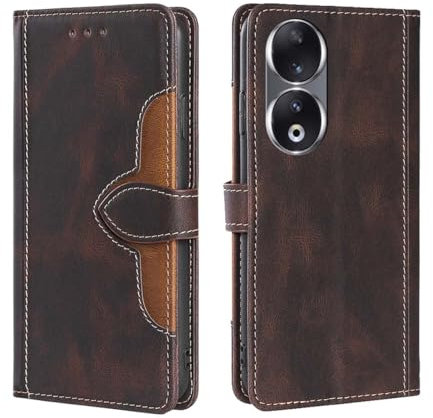 GOKEN Coque Folio Cuir Étui pour Honor 90, Antichoc Portefeuille Housse vec Fentes pour Cartes, PU/TPU Bumper Protection Case Cover Fermeture Magnétique/Marron