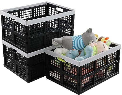 Afromy 3 Packungen 30L Kunststoff rechteckig zusammenklappbar Kisten Lagerung Utility Folding Milk Crates
