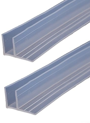 QOXEZY Lot de 2 joints de porte de douche en forme de F de 2 m - Bande pour verre d'épaisseur de 6 mm - Joint d'étanchéité en caoutchouc et plastique pour porte en verre