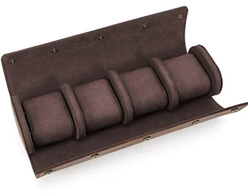 AMYSTY Uhrenkoffer Uhrenrolle Uhrenbox Uhrenschatulle Leder-Uhrenrollenbox Organizer Box Uhrenbox Herren Reise Display Schmuckschatulle Uhrenetui Uhren Aufbewahrungsbox (Color : 4 Slots)