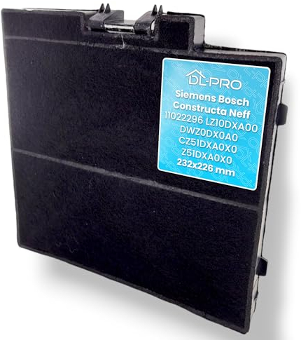 DL-pro Aktivkohlefilter 232x226mm passend für Siemens Bosch Constructa Neff 11022296 LZ10DXA00 DWZ0DX0A0 CZ51DXA0X0 Z51DXA0X0 für Dunstabzugshaube