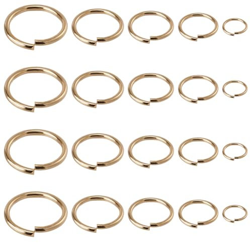 SUNNYCLUE 1 Box 400Pcs Real 24k Gold Plated Open Jump Rings 4-10mm Jump Ring O Rings Jumping Rings 304 Stainless Steel Jump Ring for Jewellery Making Accessories DIY Earrings Bracelet Necklace Craft