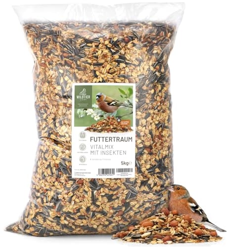 wildtier liebe Futtertraum Vogelfutter Vitalmix mit Insekten & Extra Protein 5kg I Sommer Vogelfutter, Wildvogelfutter Ganzjahresfutter für Wildvögel I Streufutter ideal für Eltern, Brut & Jungvögel