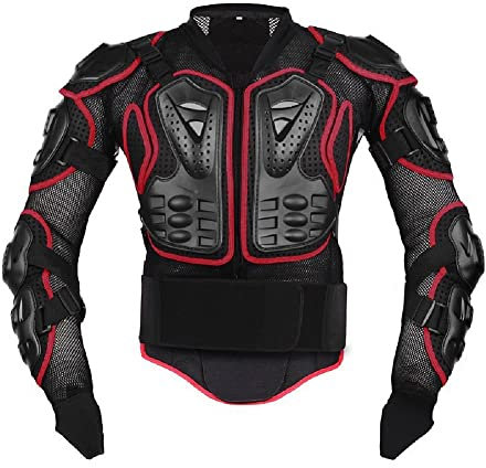 Protezioni per Motocicletta Giacca Motocicletta Ciclismo Equitazione Protezione Completa Corpo Protezione Professionale Motocross da Strada Giacca per Camicia,Giacche Protettive per Moto Nero/Rosso
