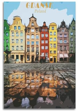 EERS Vintage-Poster, Motiv: Reisestadt, Danzig, Polen, Poster, dekoratives Gemälde, Leinwand, Wandposter und Kunstdruck, moderne Familienschlafzimmer-Dekoration, Poster, 30 x 45 cm