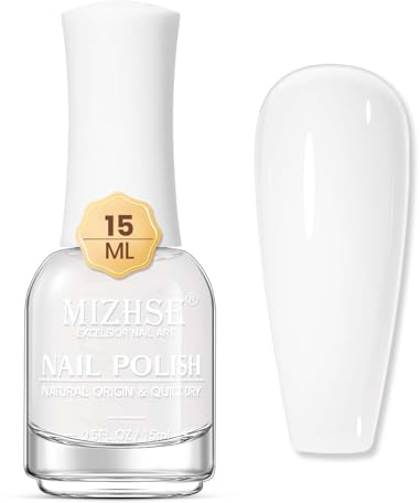 MIZHSE Schnelltrocknender Nagellack Weiß Wasserbassierter Nail Polish Langanhaltende Formel die Schnell Trocknet, 1 x 15 ml