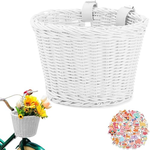 Relwears Women Bike Basket Front Handlebar Bicycle Basket White Baskets