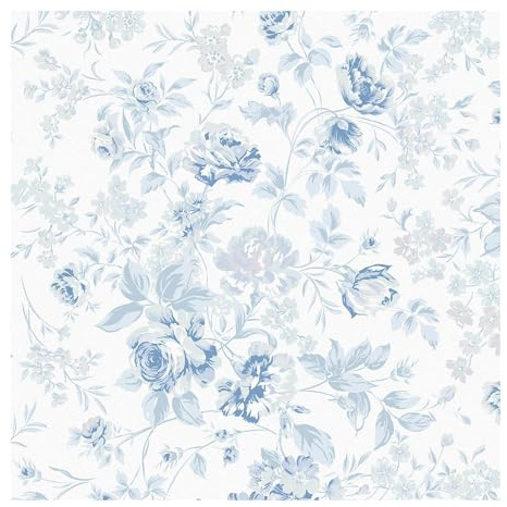Graham & Brown Shabby Chic by Rachel Ashwell Romantic Rose Blue Floral Wallpaper | Paste The Wall | Blue Floral | Eco-Friendly